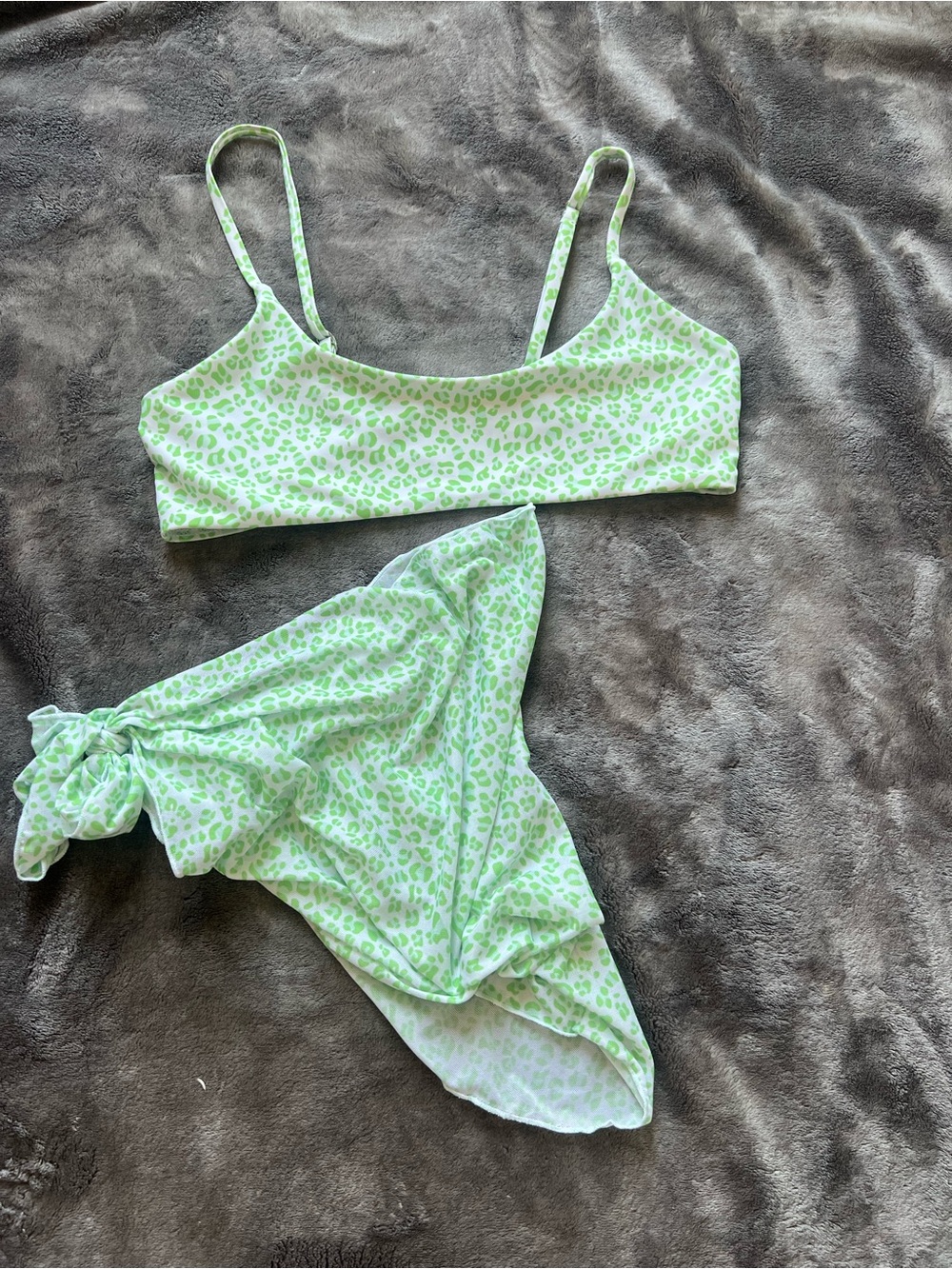 SHEIN Pastel Green Leopard Print Bikini Set